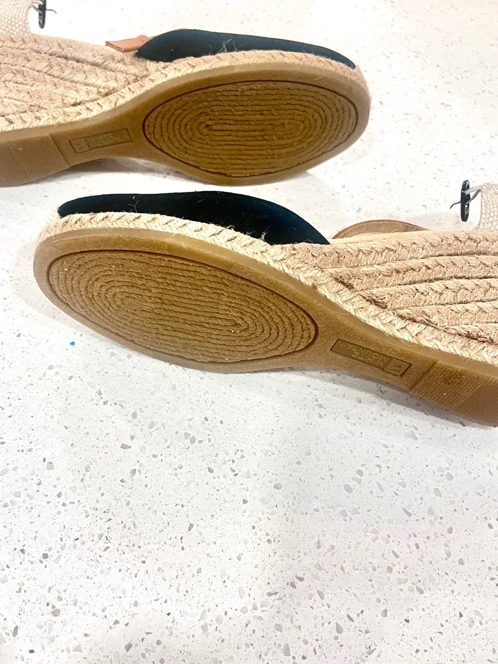 New w/o tags White Mountain Black Espadrille Wedge Sandals with Tan Ankle Strap-
